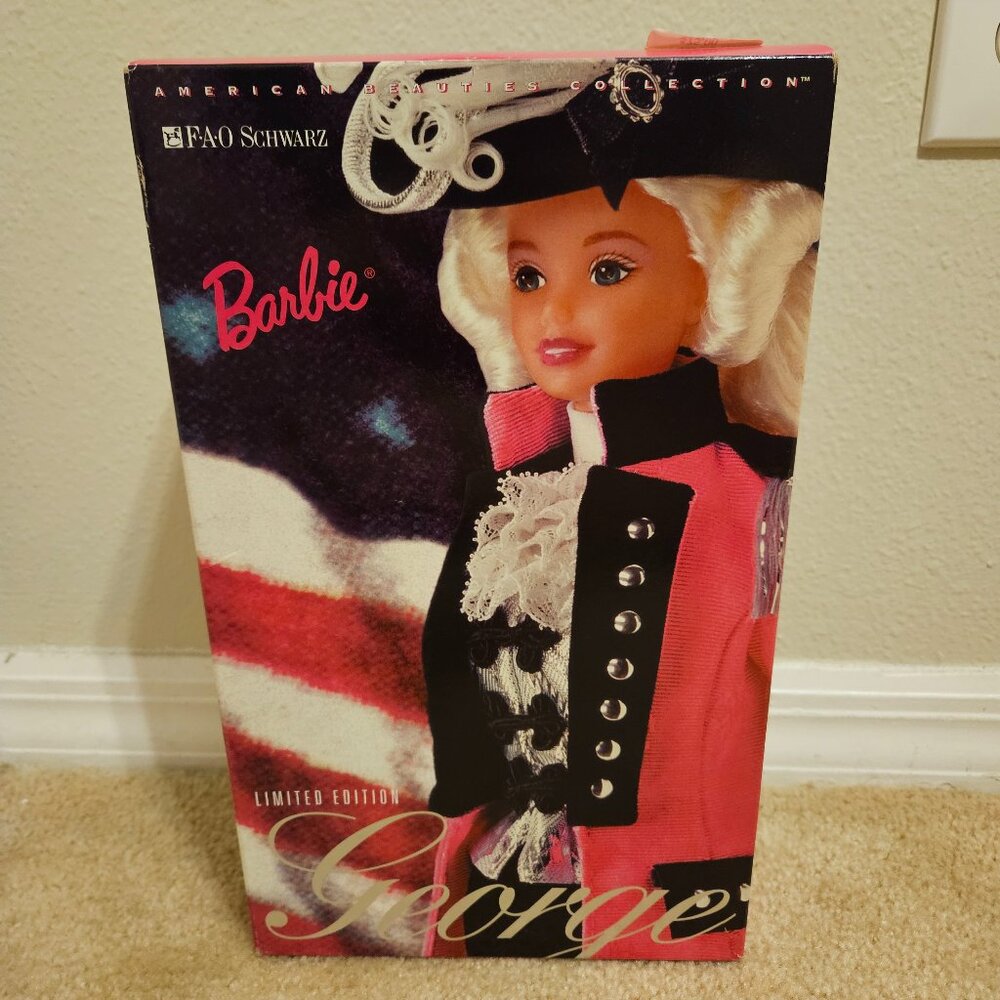NRFB FAO SCHWARTZ EXCLUSIVE GEORGE WASHINGTON AMERICAN BEAUTIES BARBIE DOLL - Picture 3 of 14